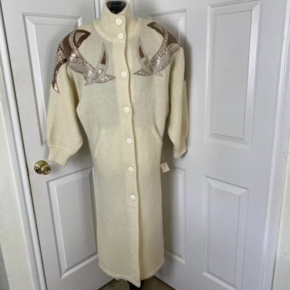 Vintage NWT Mohair IB Diffusion Long Sweater Cardigan jacket Coat Size Small